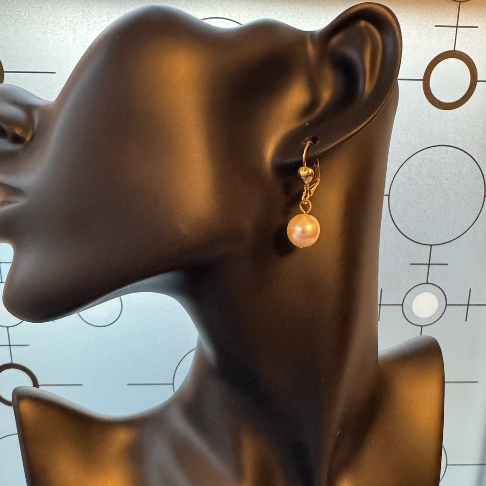 Gold-tone “Pearl” Drop Earrings